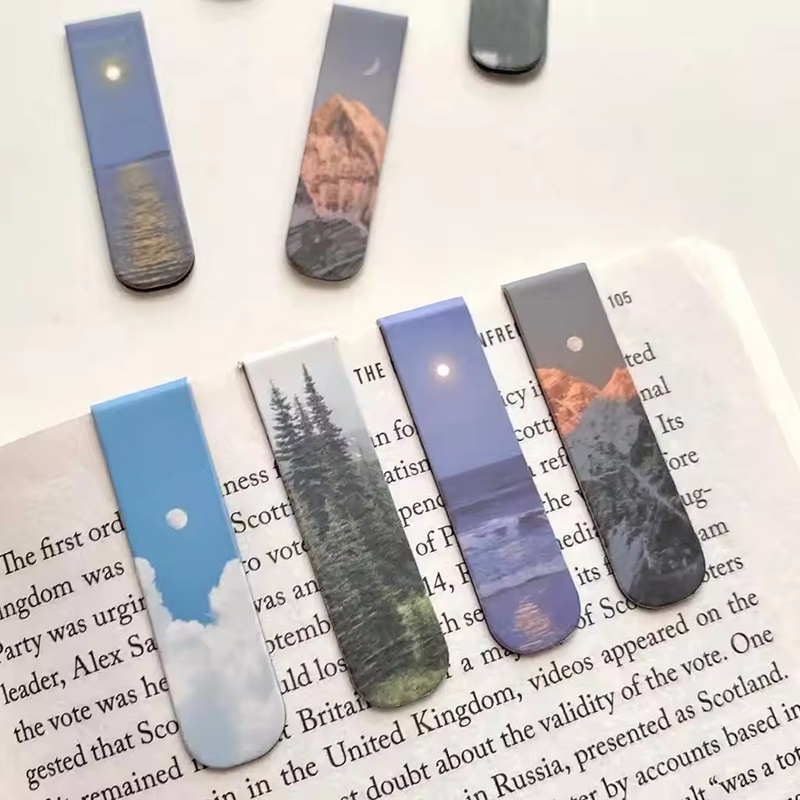 Paperclip Magnetic Set - 2개/세트 자석 북마크 아름다운 자연 책