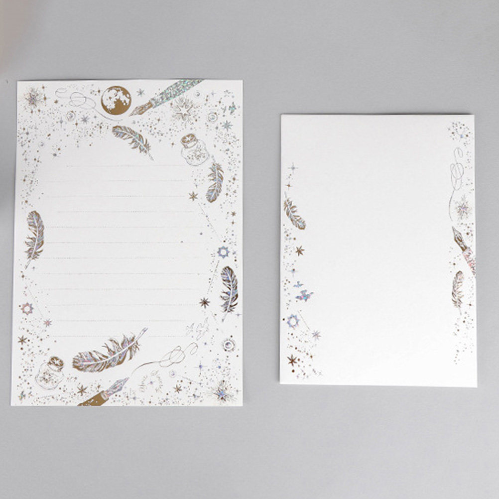 초대장 용지 및 봉투 세트 1세트, 핫스탬핑 깃털 무늬 - Letter Envelope Kraft 리뷰 및 가격